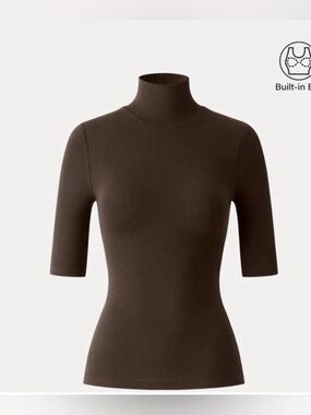 NWT ECO-MOUSSE BROWN TURTLENECK WITH ELBOW LENGTH SLEEVES